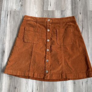 Urban Outfitters Women’s Cotton Burnt Orange Corduroy Mini Skirt Button Front  M